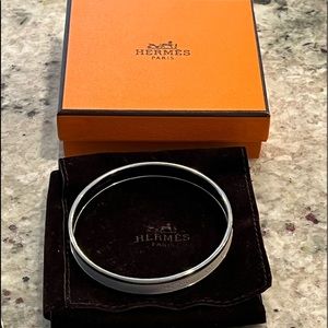 Authentic Hermes bracelet, cream and silver